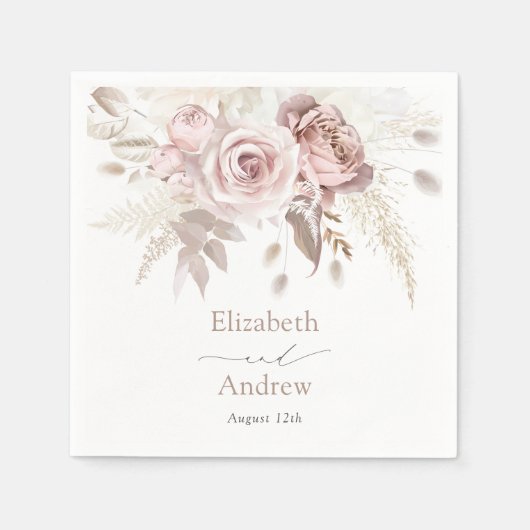 Elegante Rosa Rose Blumenzwiebeln Serviette (Vorderseite)