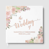 Elegante Rosa Rose & Blüten Hochzeit Gästebuch (Vorderseite)