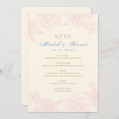 Elegante Rosa Rose Border Wedding Menükarte (Vorne/Hinten)