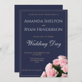 Elegante Rosa Rose Bouquet Blumenhochzeit Einladung (Vorne/Hinten)