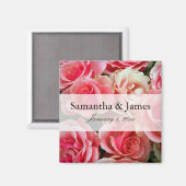 Elegante Rosa Rose Bouquet Personalisierte Hochzei Magnet (Vorderseite/Rückseite)
