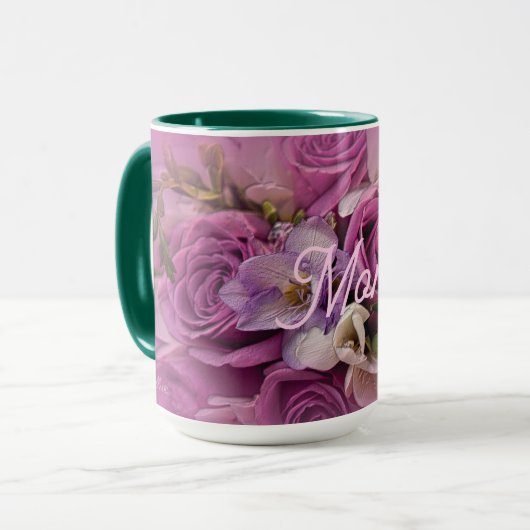 Elegante Rosa Rose Bouquet Tasse (Vorderseite Links)