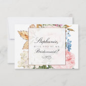 Elegante Rosa Rose Bridesmaid Card Einladung (Vorderseite)