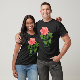 Elegante Rosa Rose: Design der gedruckten Blume T-Shirt