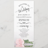 Elegante Rosa Rose Einfache romantische Hochzeit Programm (Vorderseite)