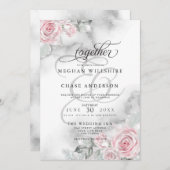 Elegante, rosa Rose Einladung (Vorne/Hinten)