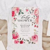 Elegante Rosa Rose Floral Girl Babydusche Einladung