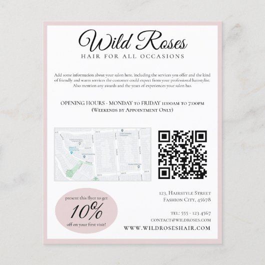 Elegante Rosa Rose Flyer (Hinten)