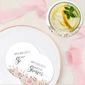 Elegante Rosa Rose Gold Bridal/Baby Dusche Runder Pappuntersetzer