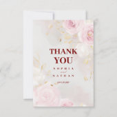 Elegante Rosa Rose & Gold Danke für Ihre Hochzeits (Vorderseite)