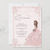 Elegante Rosa Rose Gold Floral Quinceanera Geburts Einladung (Vorderseite)
