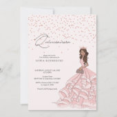 Elegante Rosa Rose Gold Floral Quinceanera Geburts Einladung (Vorderseite)
