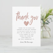 Elegante Rosa Rose Gold Glitzer Kinderdusche Dankeskarte (Stehend Vorderseite)