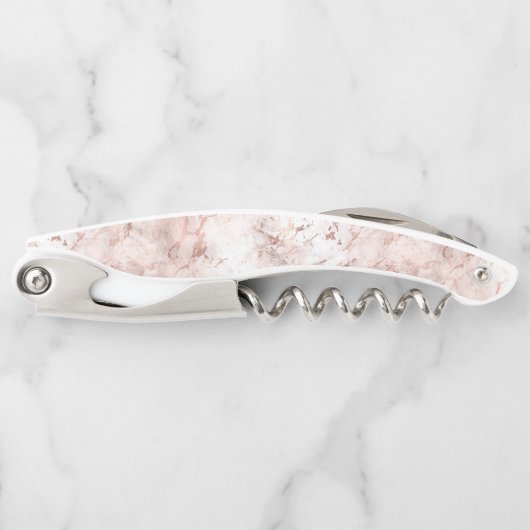 Elegante Rosa Rose Gold Marmorstruktur Kellnermesser (Vorderseite)