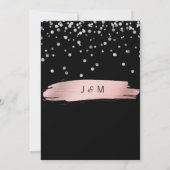 Elegante Rosa Rose Gold Silberschwarz Hochzeit Einladung (Rückseite)