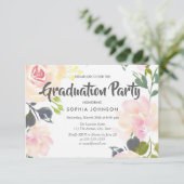 Elegante rosa Rose Graduation Party - Einladung (Stehend Vorderseite)