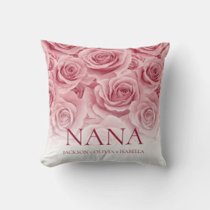 Elegante rosa Rose Großkinder Namen Floral Oma Kissen