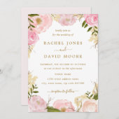 Elegante Rosa Rose Hochzeit Einladung (Vorne/Hinten)