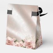 Elegante rosa Rose Hochzeitstorte Geschenkschachtel (Rückseite)