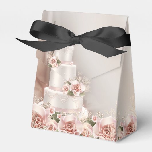 Elegante rosa Rose Hochzeitstorte Geschenkschachtel (Vorderseite)