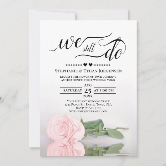 Elegante Rosa Rose machen wir noch immer Hochzeits Einladung (Vorderseite)