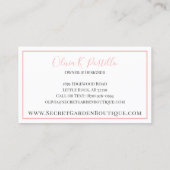 Elegante Rosa Rose mit Blumen Moderne Eleganz Einf Visitenkarte (Rückseite)