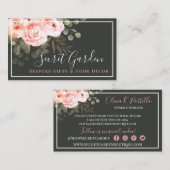 Elegante Rosa Rose mit Blumen Moderne Soziale Medi Visitenkarte (Vorne/Hinten)