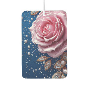 Elegante Rosa Rose mit Perlen und Kristallen Autolufterfrischer