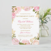 Elegante Rosa Rose Pensionskarte Party Einladung (Stehend Vorderseite)