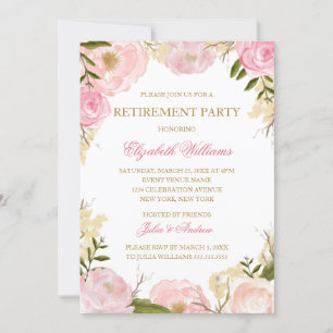 Elegante Rosa Rose Pensionskarte Party Einladung