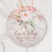 Elegante Rosa Rose Peony Blumenmarmor Hochzeit Geschenkanhänger (Rückseite)