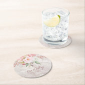 Elegante Rosa Rose Peony Blumenmarmor Hochzeit Runder Pappuntersetzer (Vor Ort)