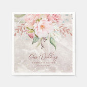 Elegante Rosa Rose Peony Blumenmarmor Hochzeit Serviette (Vorderseite)