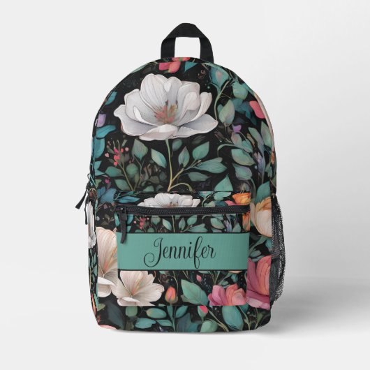 Elegante Rosa Rose Personalisiert Bedruckter Rucksack (Vorderseite)