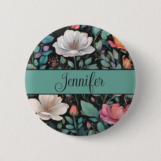 Elegante Rosa Rose Personalisiert Button (Vorderseite)