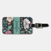 Elegante Rosa Rose Personalisiert Gepäckanhänger (Vorderseite horizontal)