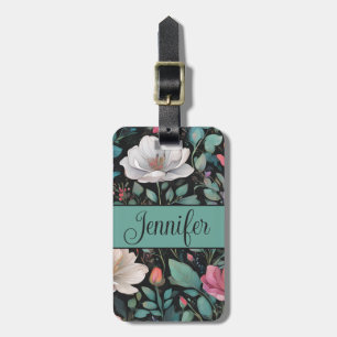 Elegante Rosa Rose Personalisiert Gepäckanhänger