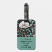Elegante Rosa Rose Personalisiert Gepäckanhänger (Rückseite vertikal)