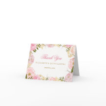 Elegante Rosa Rose Quinceanera Danke Karte