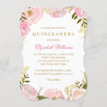 Elegante Rosa Rose Quinceanera Einladung