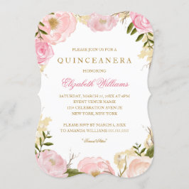Elegante Rosa Rose Quinceanera Einladung