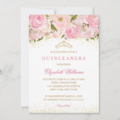 Elegante Rosa Rose Quinceanera Einladung (Vorderseite)