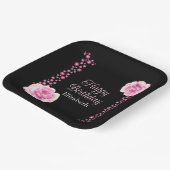 Elegante Rosa Rose Schwarze Adresse Pappteller (Gewinkelt)