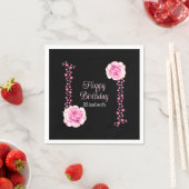 Elegante Rosa Rose Schwarze Adresse Serviette (Beispiel)