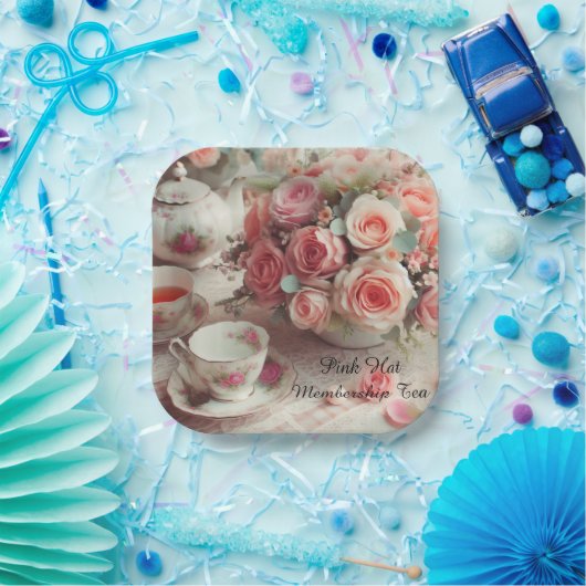 Elegante rosa Rose Tea Party Papierplatte Pappteller (Party)