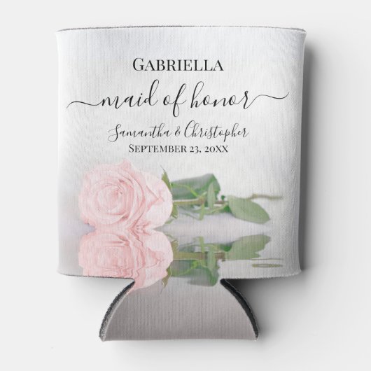 Elegante Rosa Rose Trauzeugin Hochzeit Dosenkühler (Vorderseite)