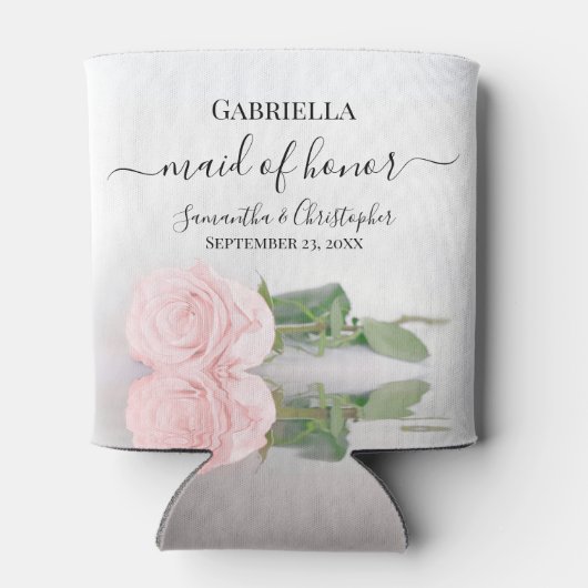 Elegante Rosa Rose Trauzeugin Hochzeit Dosenkühler (Rückseite)