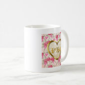 Elegante Rosa Rose und Goldenes Herz Kaffeetasse (VorderseiteRechts)