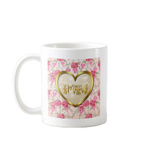 Elegante Rosa Rose und Goldenes Herz