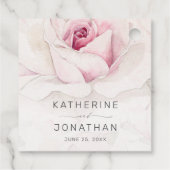 Elegante rosa Rose Wasserfarbe Blumenschrift Hochz Geschenkanhänger (Rückseite)